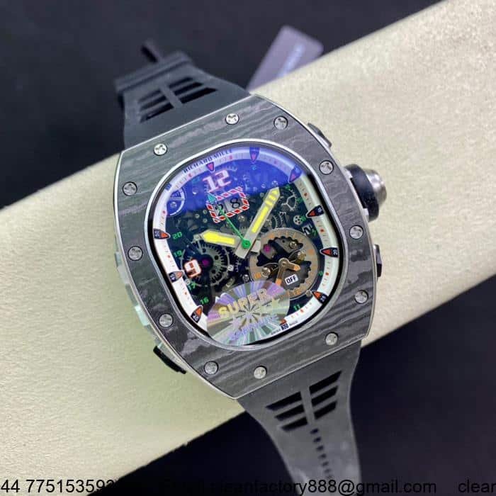Richard Mille RM 62-01 Tourbillon Vibrating Alarm ACJ featuring a titanium and Carbon TPT® case with a manual-winding tourbillon movement and vibrating alarm function.